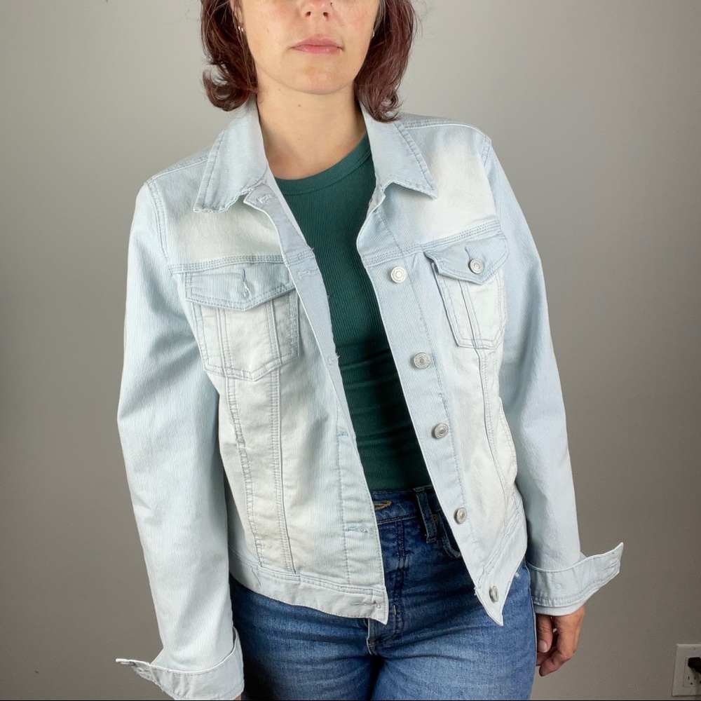 Artisan NY Light Wash Denim Pinstripe Jacket L